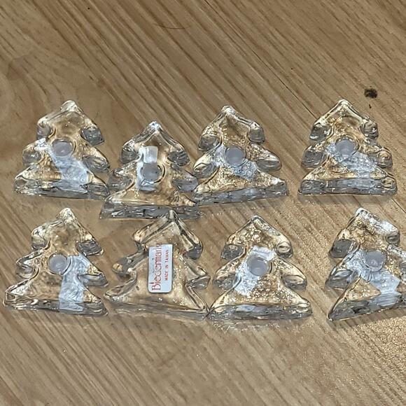 Vintage Miniature Christmas Tree Candle Holders Biederman Glass Set Of 8 Holiday - Picture 2 of 6